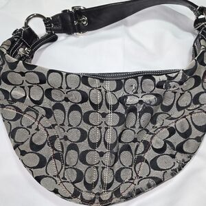 Authentic Coach Black Signature “C” Canvas Shoulder Bag - Repair or Upcycling